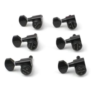 Graph Tech PRL 8721 LB0 Ratio Electric Locking Machine Heads met mini hedendaagse knop - 6-in-line, linkshandig, zwart