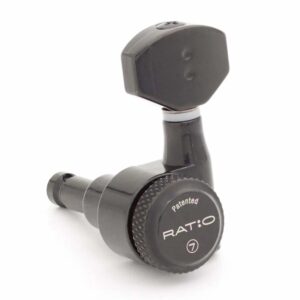 Graph Tech PRL 8721 LB7 Ratio Electric Locking Machine Heads met mini hedendaagse knop - 7-in-line, linkshandig, zwart