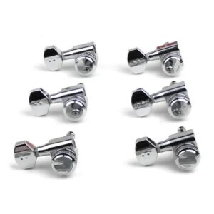 Graph Tech PRL 8721 LC0 Ratio Electric Locking Machine Heads met mini hedendaagse knop - 6-in-line, linkshandig, chroom