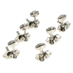 Graph Tech PRN 3422 N0 Ratio Acoustic Guitar Machine Heads Open Achterzijde met "Butter Bean"-knop - 3 + 3 - Nikkel