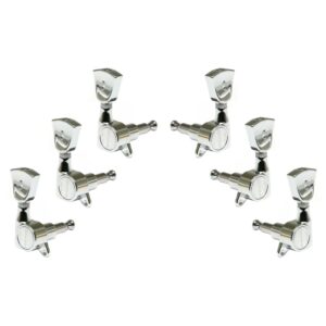 Graph Tech PRN 4341 C0 Ratio Electric Guitar Machine Heads met Vintage Knop, Versprongen Schroef - 3 + 3 - Chroom