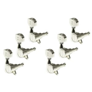 Graph Tech PRN 4721 C0 Ratio Electric Guitar Machine Heads met Mini Contemporary Button Offset Schraaf 6-in-Line Chroom