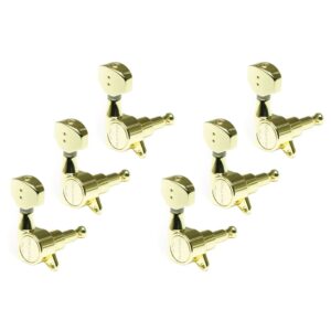 Graph Tech PRN 4721 G0 Ratio Electric Guitar Machine Heads met Mini Contemporary Button Offset Schraaf 6-in-Line Goud