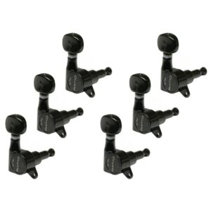 Graph Tech PRN 4731 B0 Ratio Electric Guitar Machine Heads met Classic Button Offset 6-in-Line, Baszijde, Links, Zwart