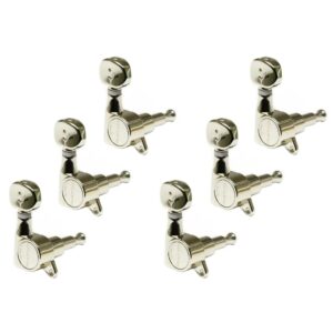 Graph Tech PRN 4731 N0 Ratio Electric Guitar Machine Heads met Classic Button Offset 6-in-Line, Baszijde, Links, Nikkel