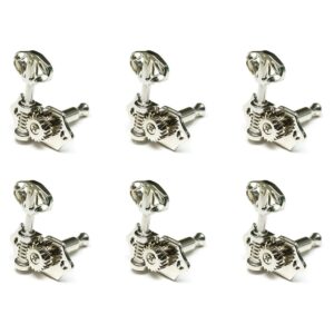 Graph Tech PRN 3411 N0 Ratio Acoustic Guitar Machine Heads Open Achterzijde met Skeletknop - 3 + 3 - Nikkel