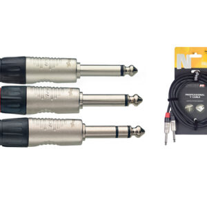 Stagg NYC3-PS2PR Y-kabel Jack M Stereo Naar 2x Jack M Mono 3m